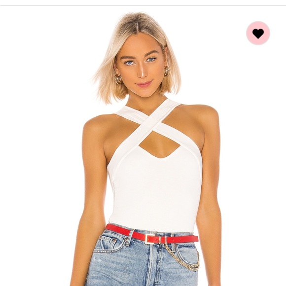 superdown Tops - SUPERDOWN GENE CROSS FRONT BODYSUIT IN WHITE, SIZE SMALL